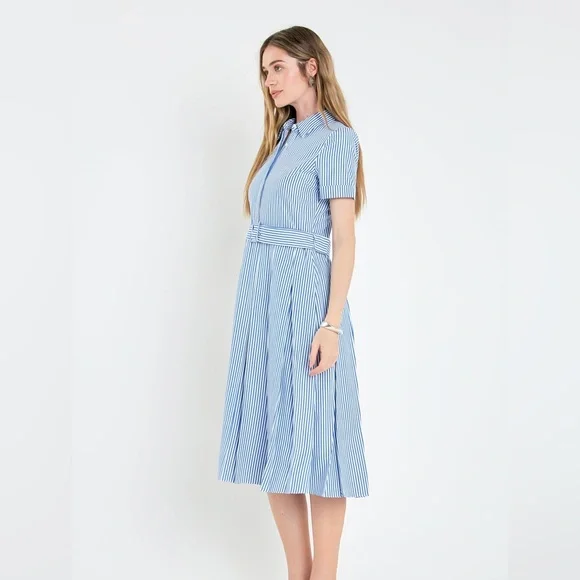 English Factory Striped Belted Midi Dress Size XS - Picture 4 of 9